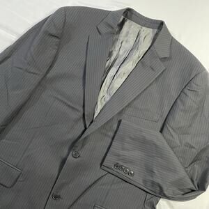 Pronto Uomo Men's Suit Jacket Blazer 44L Charcoal Gray Pinstripe 100% Wool 2-Btn